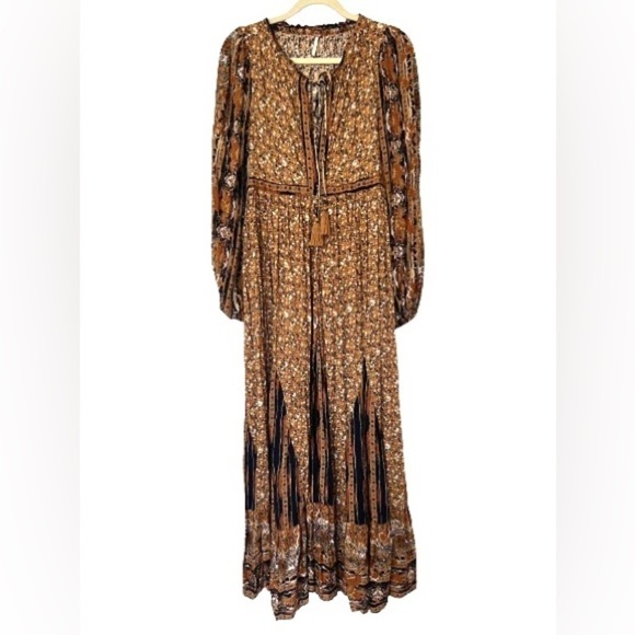 Free People Maxi Dress 'Happy Feelings' Boho Peasant Long Flowy. Size S - Picture 4 of 11